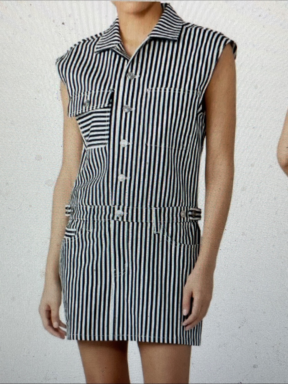Current Elliott Sleeveless Blue & White Vertical Stripe Jean Mini Dress- new
